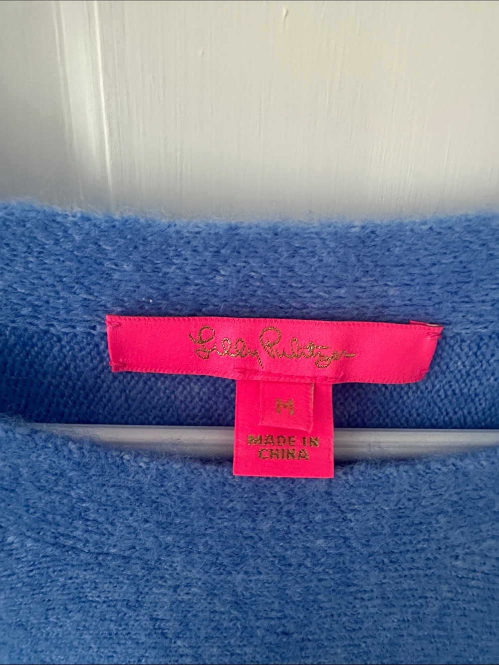 Lilly Pulitzer Sky Blue Crewneck Sweater with Hot Pink Label